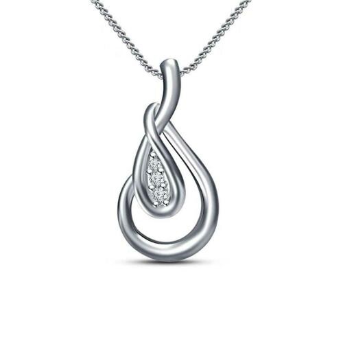 Lilu Jewels Pure 925 Sterling Silver, Cubic Zirconia Stone Teardrop Pendant Necklace with 18 inch Chain for Girls and Women