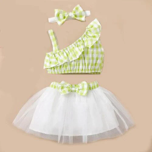 Netra Creation Cotton SilkKid's Girls Short/Mid Thigh Wedding/Party Sleeveless Dress (Green_4 - 5 Years)