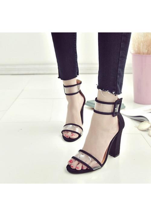 Uunda Fashion Women's Fancy & Stylish Block Heel sandals for Women's And Girls(Black)