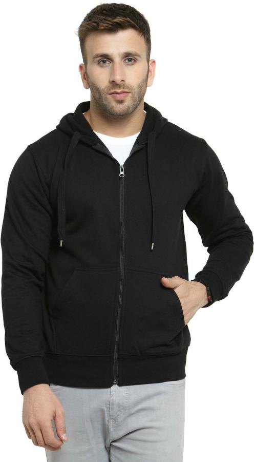 Scott International Men Black Solid Cotton Blend Sweatshirt