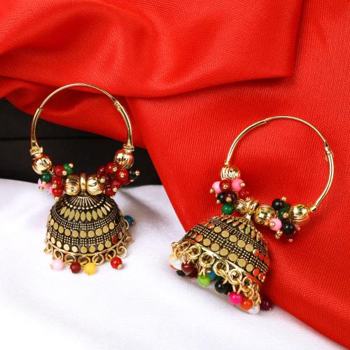Fashion Frill Multicolor Pearl Gold Plated Jhumka Earrings and Girls -  JioMart