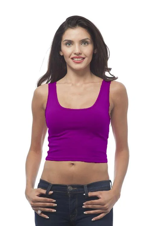 Buy Fashion Lane Cotton Lycra Crop Tank Top for Girls / Women (Purple