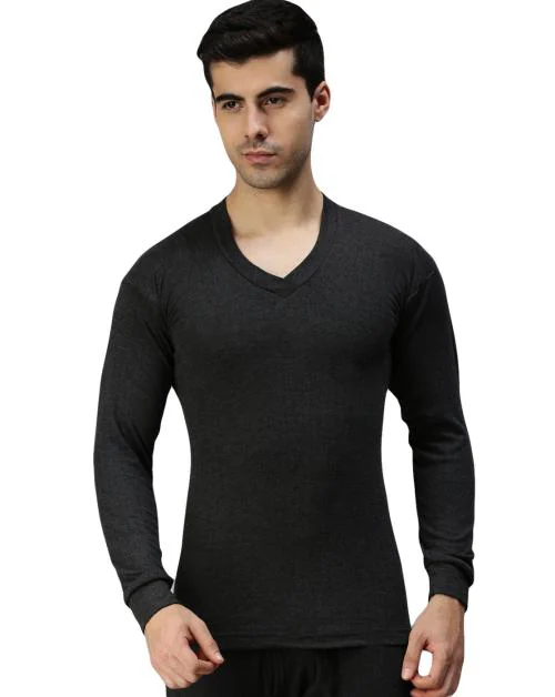 Lux Parker Men's Black Solid Cotton Blend Thermal top. - JioMart