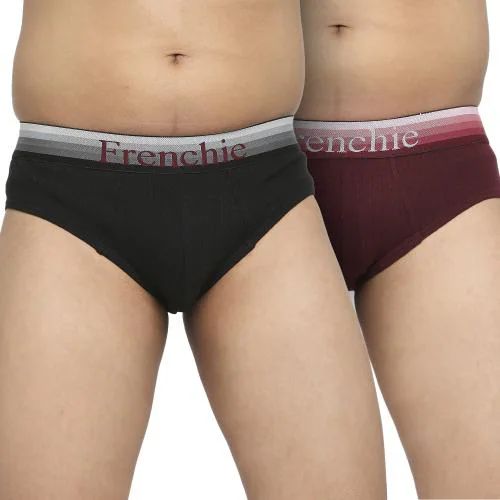 Frenchie U19 Cotton Brief Underwear for Boys | Daily Wear Underwear for Teenage Boys | Cotton Shorts for Teenagers | Boys Trunk | Comfortable Underpants, Hipsters Knickers For Boys Pack of 2 (Black & Wine)