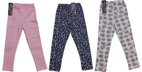 TotzTouch Girls Multicolor Printed Cotton Pyjama (Pack of 3)
