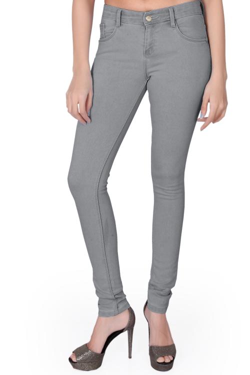 Villain Stretchable Skinny Fit Jeans for Women Grey