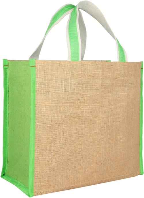 DOUBLE R BAGS DOUBLE R BAGS Waterproof Large Jute Shopping Bags Kitchen Essentials with Full Handles {16 inches x 7.5 inches x 14.5 inches} (LxWxH) Colour : Green Grocery Bag (Brown)