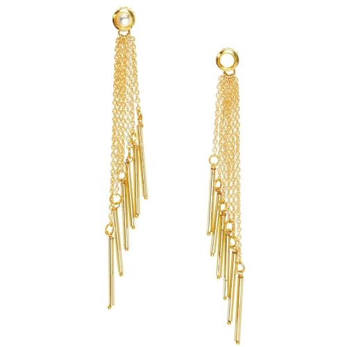 Accessher Brass Western Gold Plated Extremely Lightweight Chain Step Tassle Earrings For Women