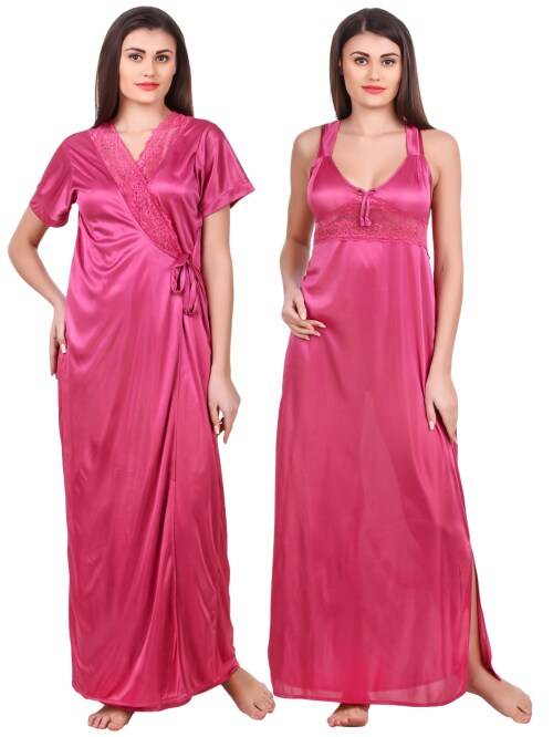 Fasense Women Satin Nightwear Sleepwear Set, OM007