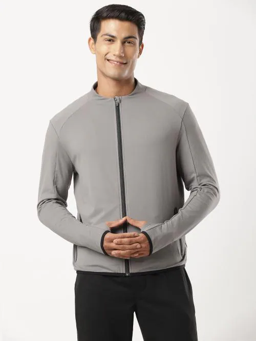jockey Men Polyester Lycra Grey Track Jacket