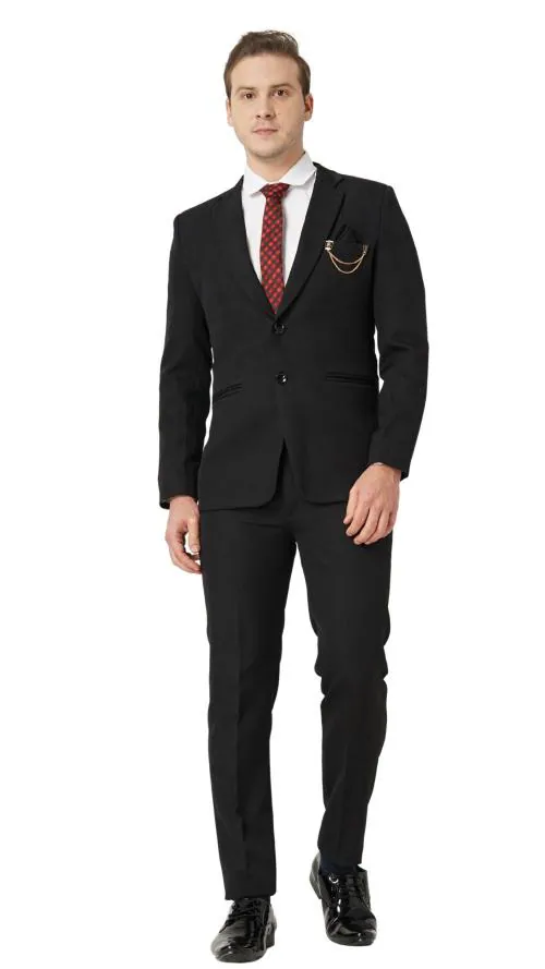 MR. DULHA Single Breasted Blazer For Men | Suit For Men | Mens Wedding Suit | Engagement Suit For Men | Three Piece Set For Men | Suit Set For Men | Blazer For Office | Blazer For Metting | Fancy Suit For Men-BLACK-S