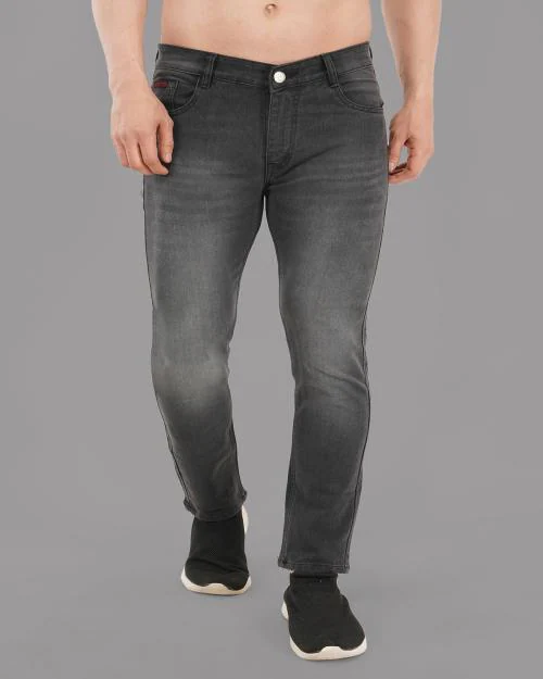 DAKWINS Light Grey slim fit jeans in Denim fabric for Men