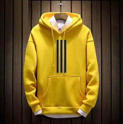 Buy ONE-X Men Hoodie Yellow Sweatshirt Fleece Full Sleeve Printed L ...