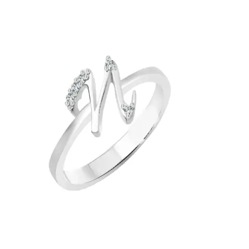 Jaipur Gemstone- Rings for girls women friend couple propose alphabet N letter name party Alloy, Metal, Copper, Crystal, Brass Crystal, Zircon, Silver Plated Ring