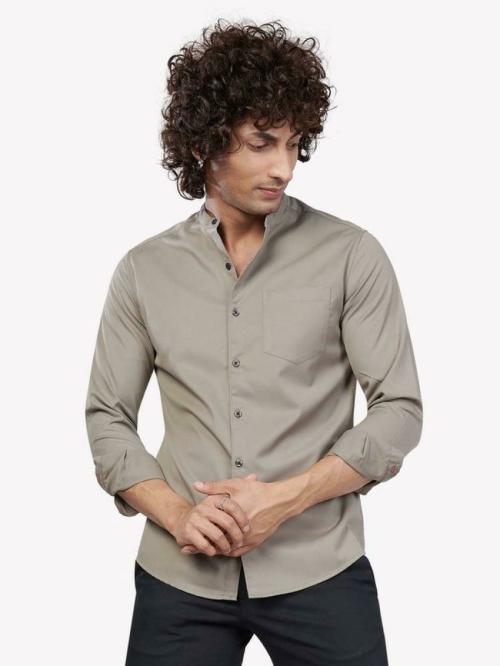 VASTRADO Men Brown Solid Pure Cotton Casual Shirt