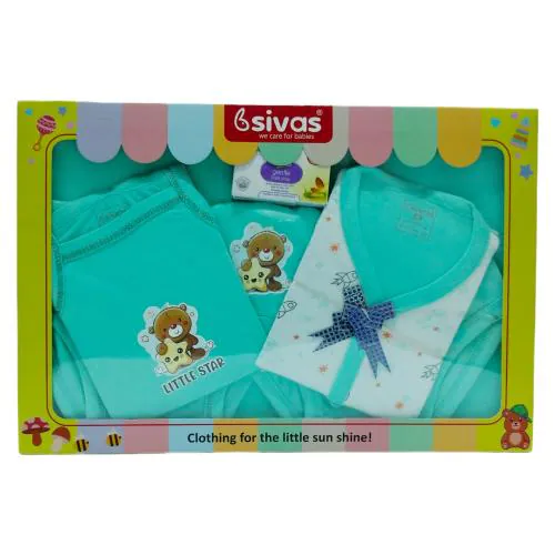 SIVAS Newborn baby clothing gift set-7 pieces newborn baby gift hamper-Baby hampers- Cottonwear for newbies-2 sleeveless vests and 2 brief panties,1 baby soap,1 cap and 1 baby towel-(0-5)months