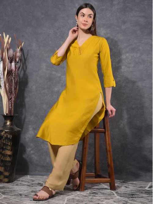 Mamoose Women's YELLOW Colour Kurti
