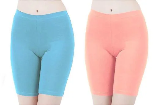 Regalia Procot Womens Tights Shorts Underskirts Cycling Shorts for Yoga Running Gym Sleepwear Beachwear 4 Way Stretchable Cotton Lycra Combo Pack Assorted Aqua/Melon