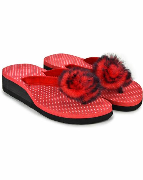 Drip Cross Red Women Flip Flops - UK 6