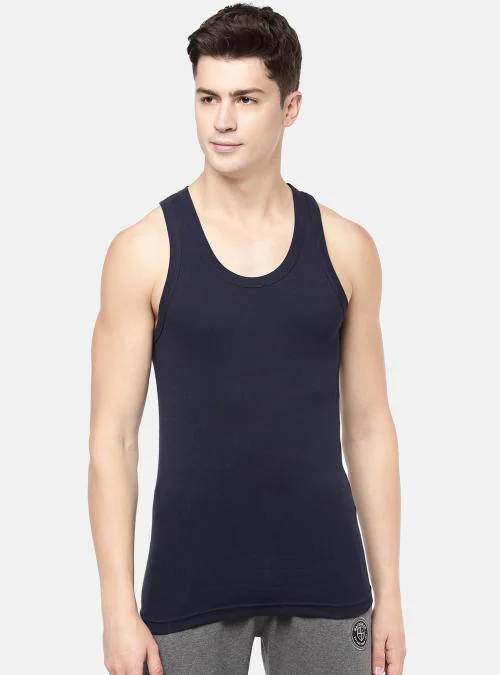 Macroman M Series Men's Navy Solid 100% Cotton Pack of 1 Vest