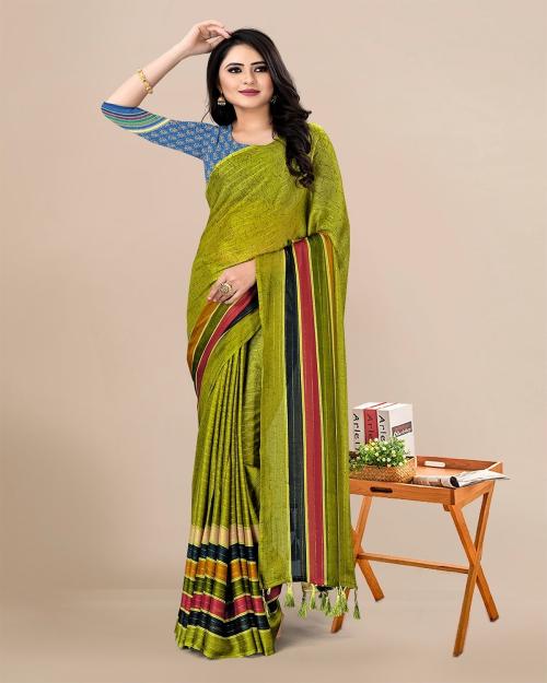 RekhaManiyar Chiffon Mehandi Color saree