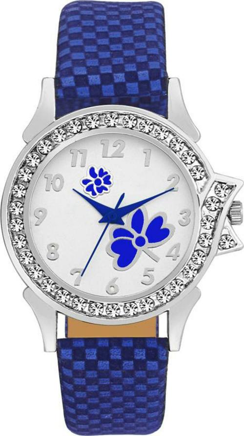 TRUE COLORS Analog Silver Dial Blue Strap Watch for Women