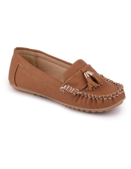 FAUSTO Women Beige Casual Slip-On Loafers (5 UK)