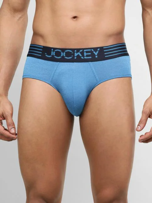 jockey Men Move Blue Solid Nylon Blend Briefs