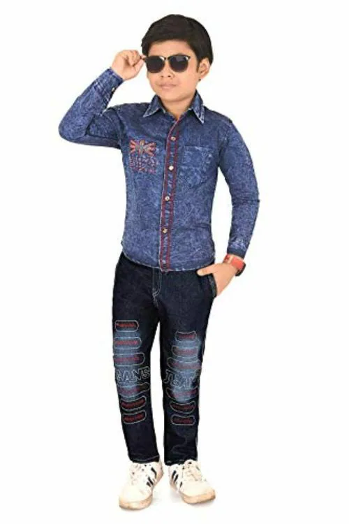 HIZUME Boys Embroidered Full Pant Combo Dress Set - 6-7 Y