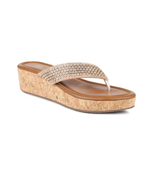 Inc.5 Rose Gold Embellished Ethnic Wedge Heels