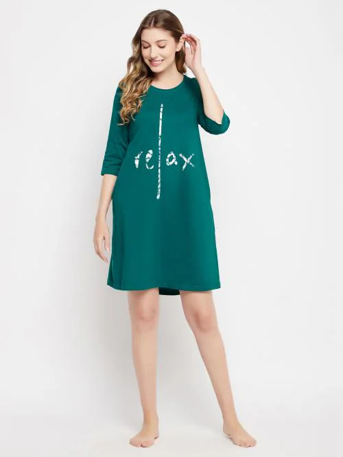 Clovia Women's Cotton printed Short Night Dress