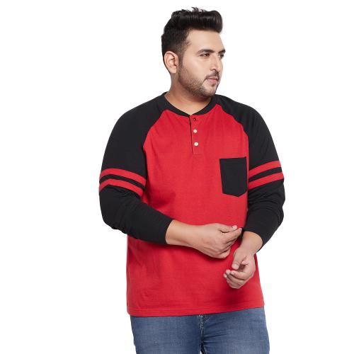Bigbanana Men Plus Size Maje Colorblock Henley Tshirt