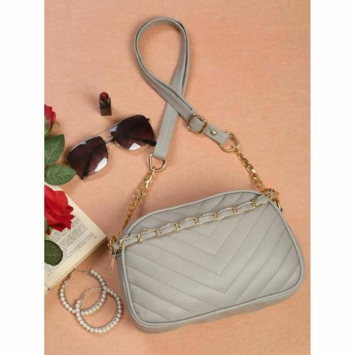 Fargo Grey Sling Bag Women's Leatherette Sling Bag (Grey) (Grey_Vshape_FGO-463)