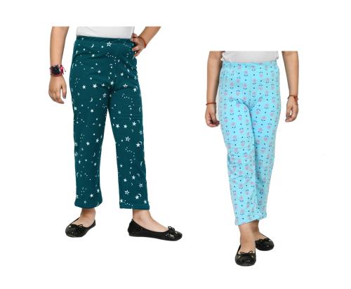 IndiWeaves Girls Printed Cotton Regular Fit Pyjamas Lower (Pack of 2)
