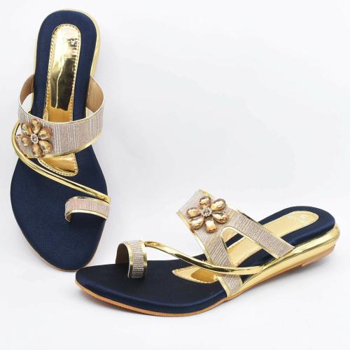 Indiforce Gold Heeled Sandals for Women