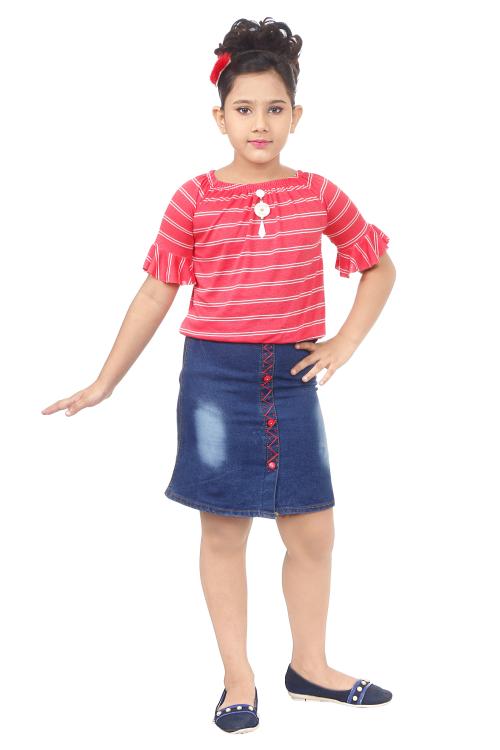 Burbn Red Top and Skirt Set