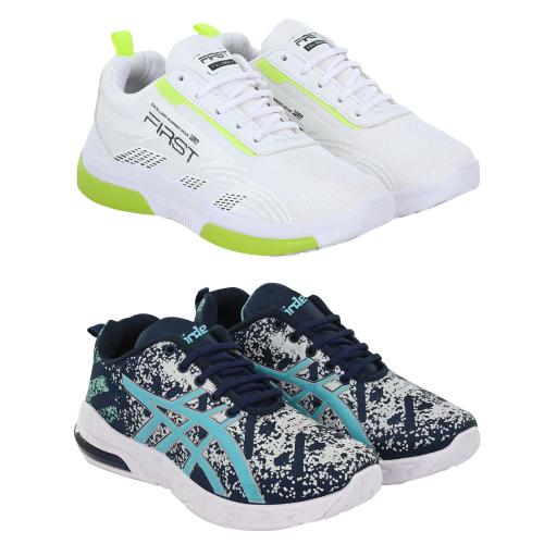 Buy Birde Men's Sport Shoes Combo of 2 (White, Multicolor) Online at
