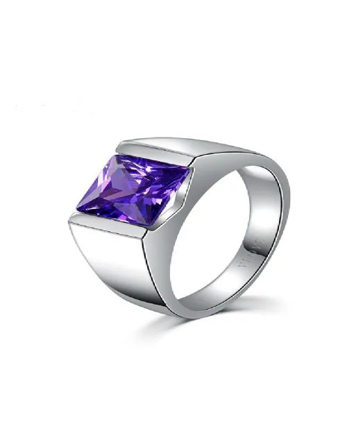 CEYLONMINE Amethyst Gemstone Ring For Man And Women Silver Amethyst Silver Plated Ring