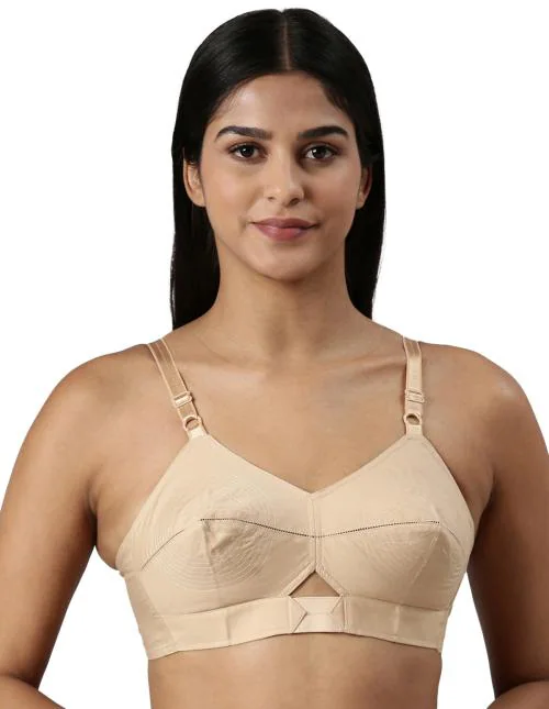 BLOSSOM Women's Double Layered seamed round stitch bra with Full Coverage, Non Wired, Non Padded 100% Cotton,Back Closure,Everyday Bra_Authentic Skin 42D