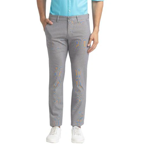 Buy Parx Men Grey Dyed Cotton Blend Flat-Front Pants Online at Best ...