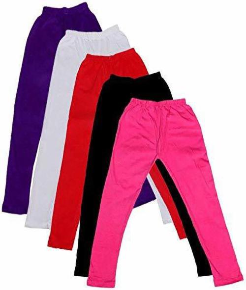 Tik Tok Wears Girls Multicolor Solid Cotton Blend Pack of 5 Leggings