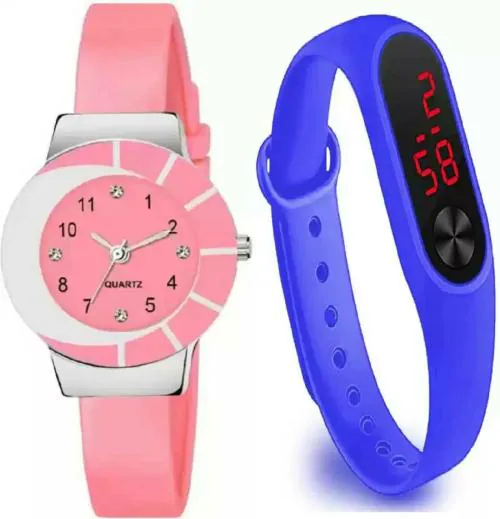 Zuperia Stylish Kids And Senior Crazy Design For This Festival Gift Screen Analog Watch for Girls - Pack of 2