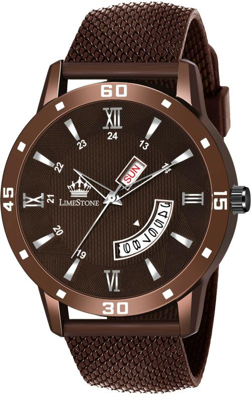 LIMESTONE Analog Brown Dial Brown Strap Watch For Men (LS2878)
