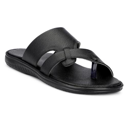 Blue Horse Formal Black Synthetic Leather Slip on Slipper For Boys_Black_UK 7