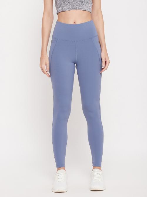 Clovia Women's Blue Solid Polyamide Single Tights