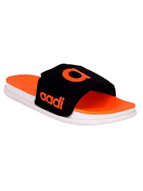 Aadi Men's Orange Synthetic Leather Daily Casual Slider