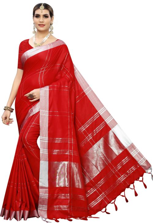 Gugaliya Women Royal Blue Checkered Cotton Silk Saree