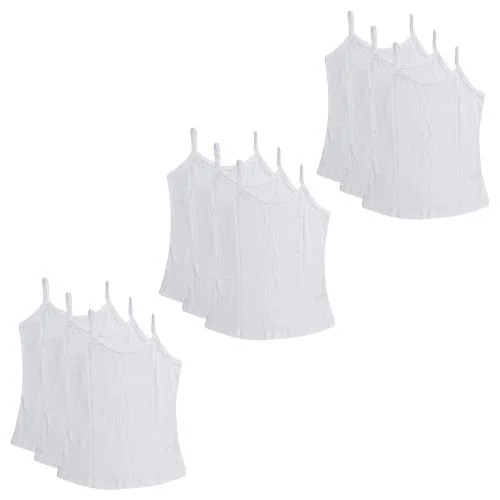 IGNOTO (Pack of 9)(8-9Years) White Super Soft Camisole Slips / Sameez || Comfortable White Sameez for Women & Girls