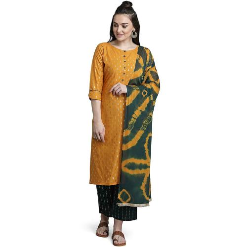 Mokosh Women Multicolour Cotton Kurti With Palazzo And Dupatta Set -3XL (Pack of 3)