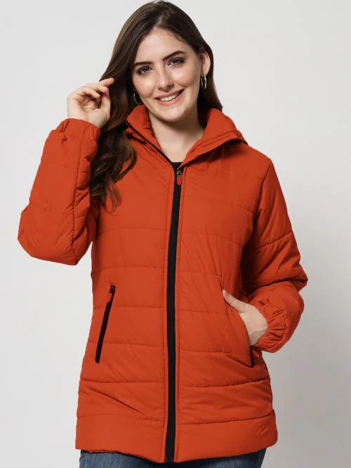 KOTTY Women Nylon Full Sleeve Solid Puffer Jacket